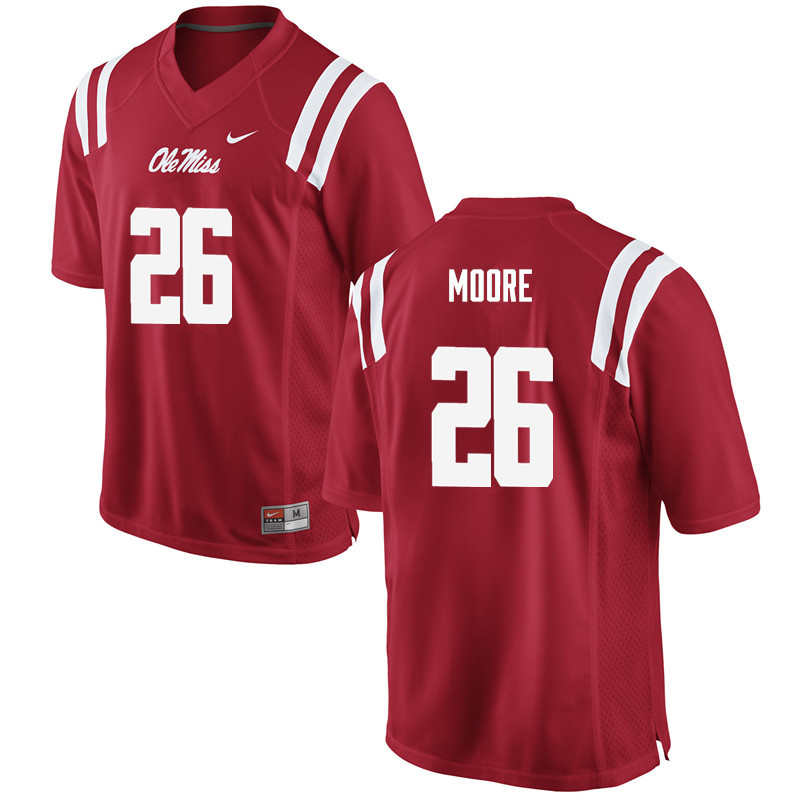 Men Ole Miss Rebels #26 C.J. Moore College Football Jerseys-Red - Click Image to Close